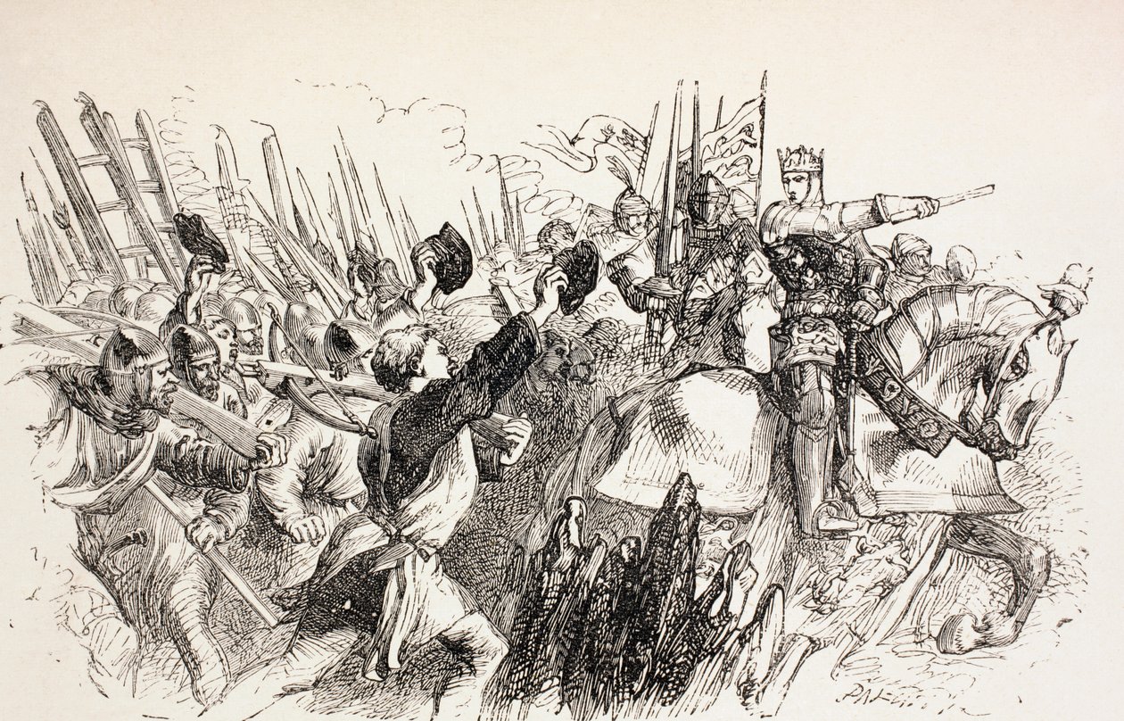 Henrik király erői Harfleur ostrománál, Franciaországban, 1890 alkotó: John Gilbert