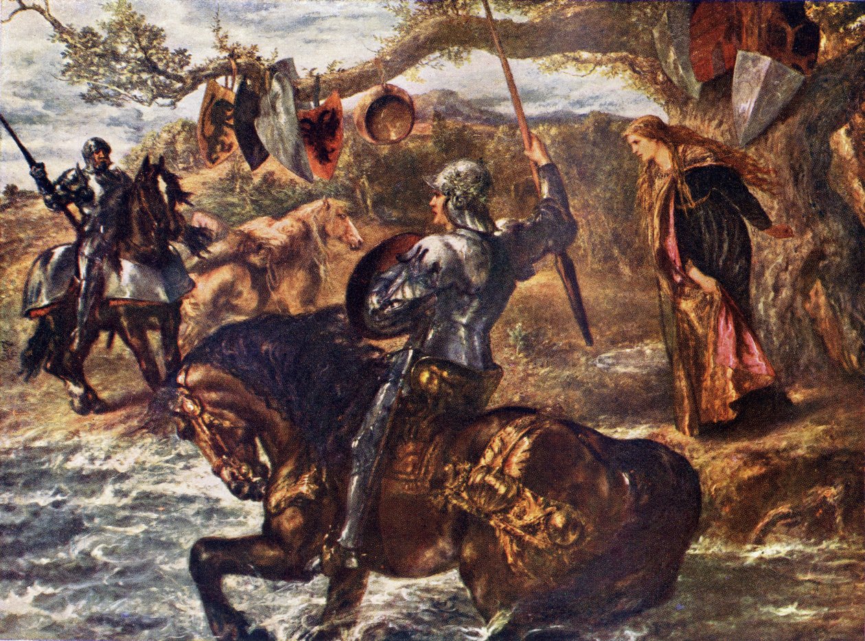 Sir Lancelot, illusztráció A. R. Hope Moncrieff „Romance and Legend of Chivalry” című művéből (színes litó) alkotó: John Gilbert