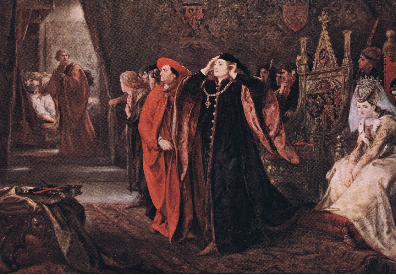 Gloucester (VI. Henrik király) halála. Jöjjön ide, kegyelmes uralkodó, és nézze meg a testet William Shakespeare teljes műveiből, a J. Coker & Co Ltd kiadásában alkotó: John Gilbert