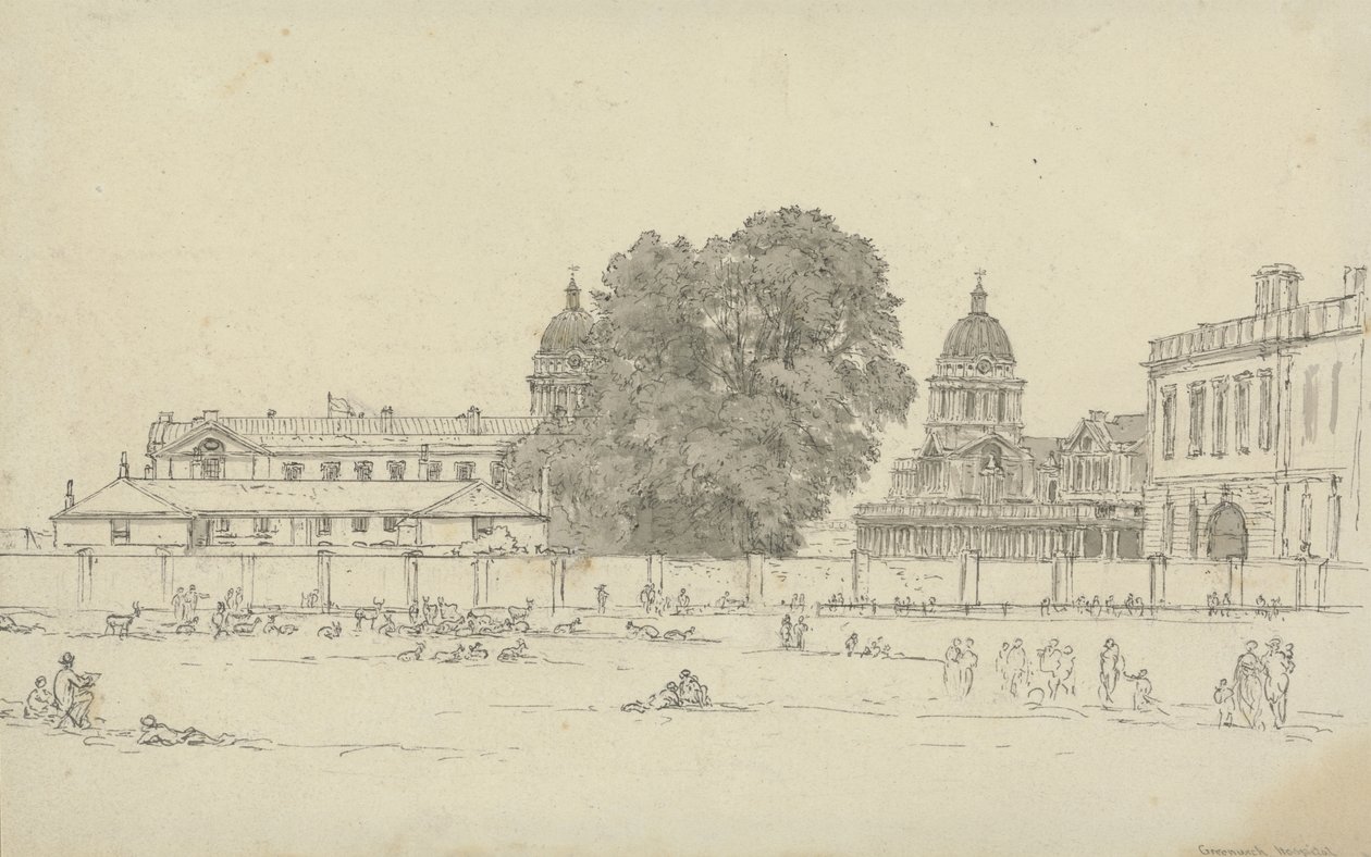 Greenwich Kórház (tinta és mosás papíron) alkotó: John Glover