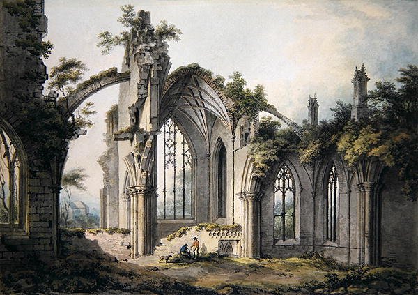 Melrose Abbey (akvarell, papír) alkotó: John Glover