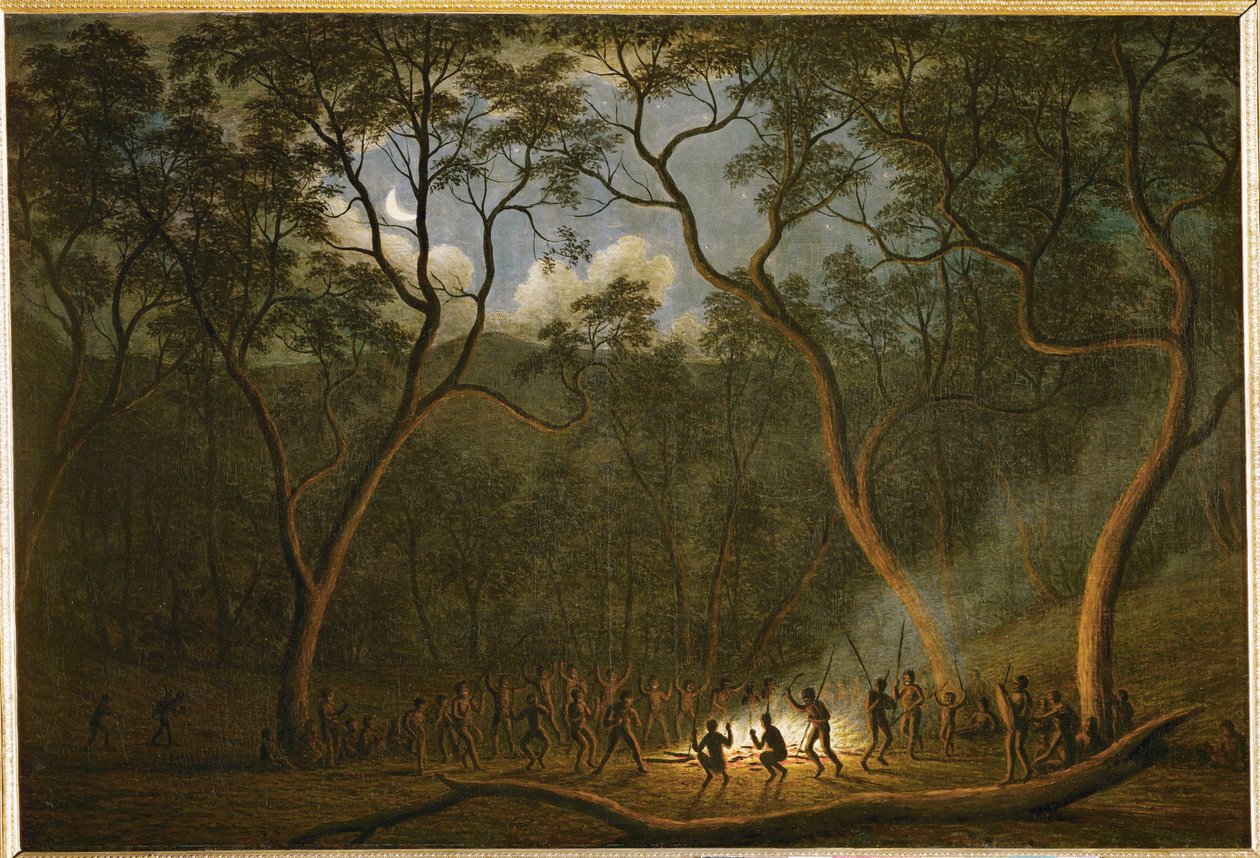 A van Diemen Land, Tasmánia őslakosainak holdfénytánca ... alkotó: John Glover