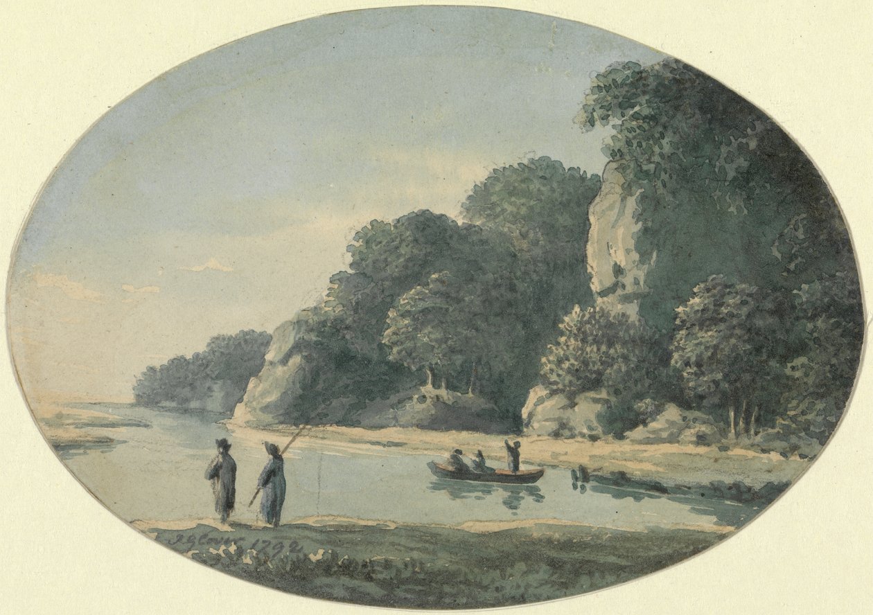 Folyó Fishermannel, 1792 (wc grafit fölött, papíron) alkotó: John Glover