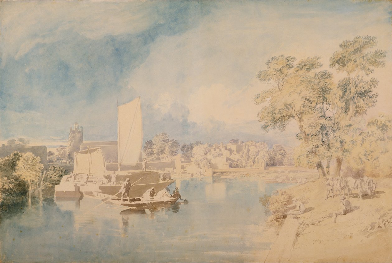 A Temze Isleworth-ben, 1805-1810 körül (grafit és WC papíron) alkotó: John Glover