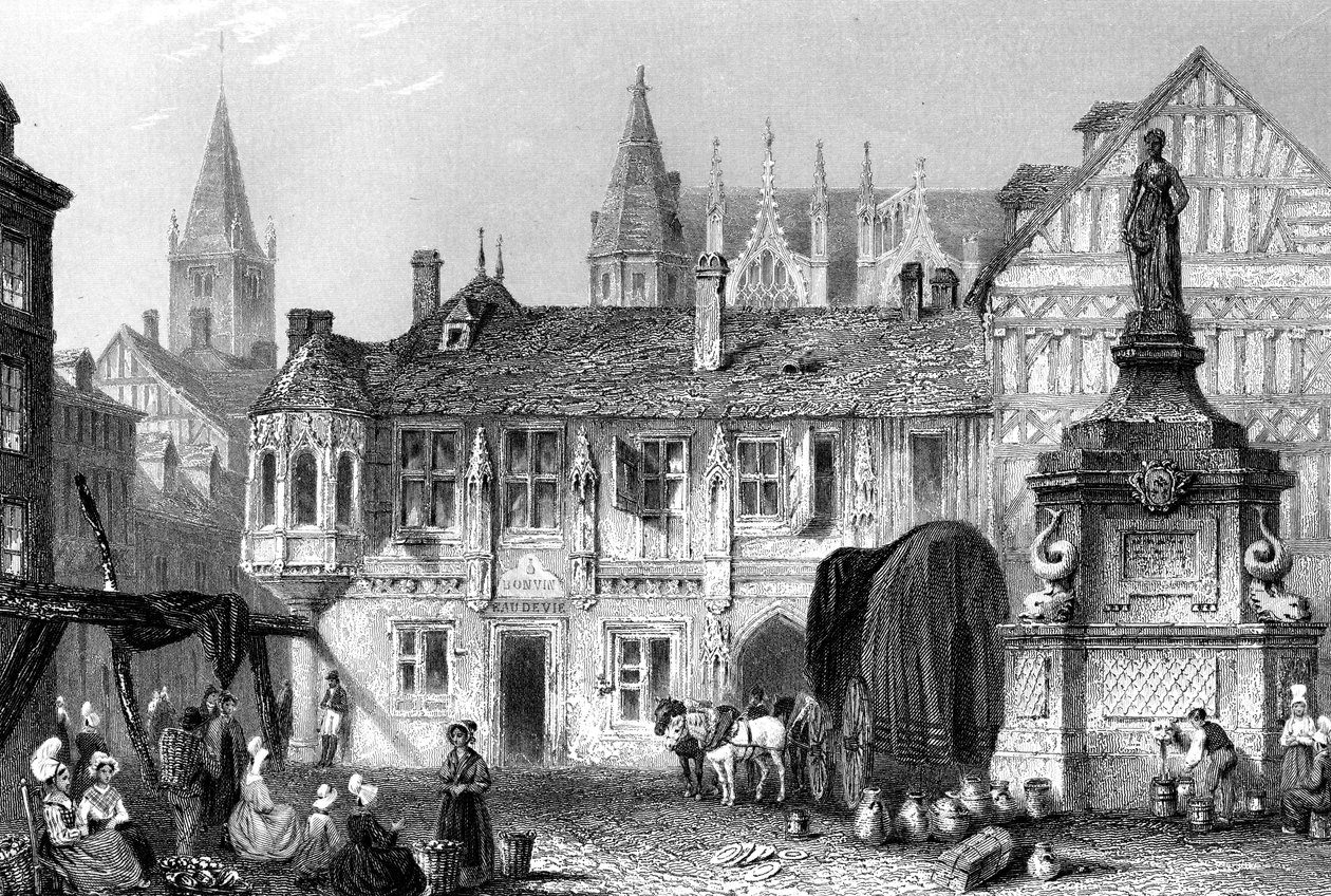 Bedford herceg palotája, Rouen, Franciaország, 19. század. alkotó: John Godfrey