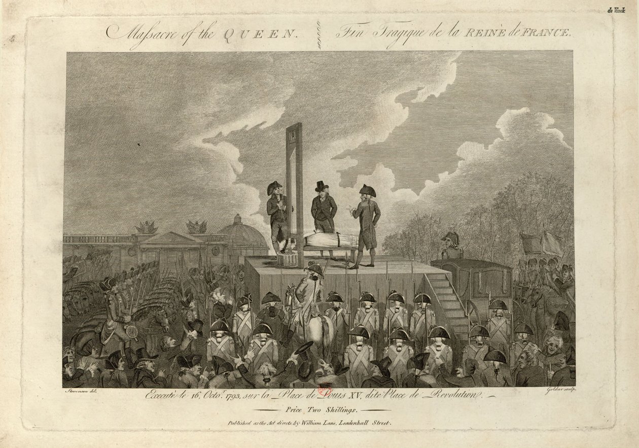 Marie Antoinette kivégzése 1793. október 16-án, 1793-1794. alkotó: John Goldar