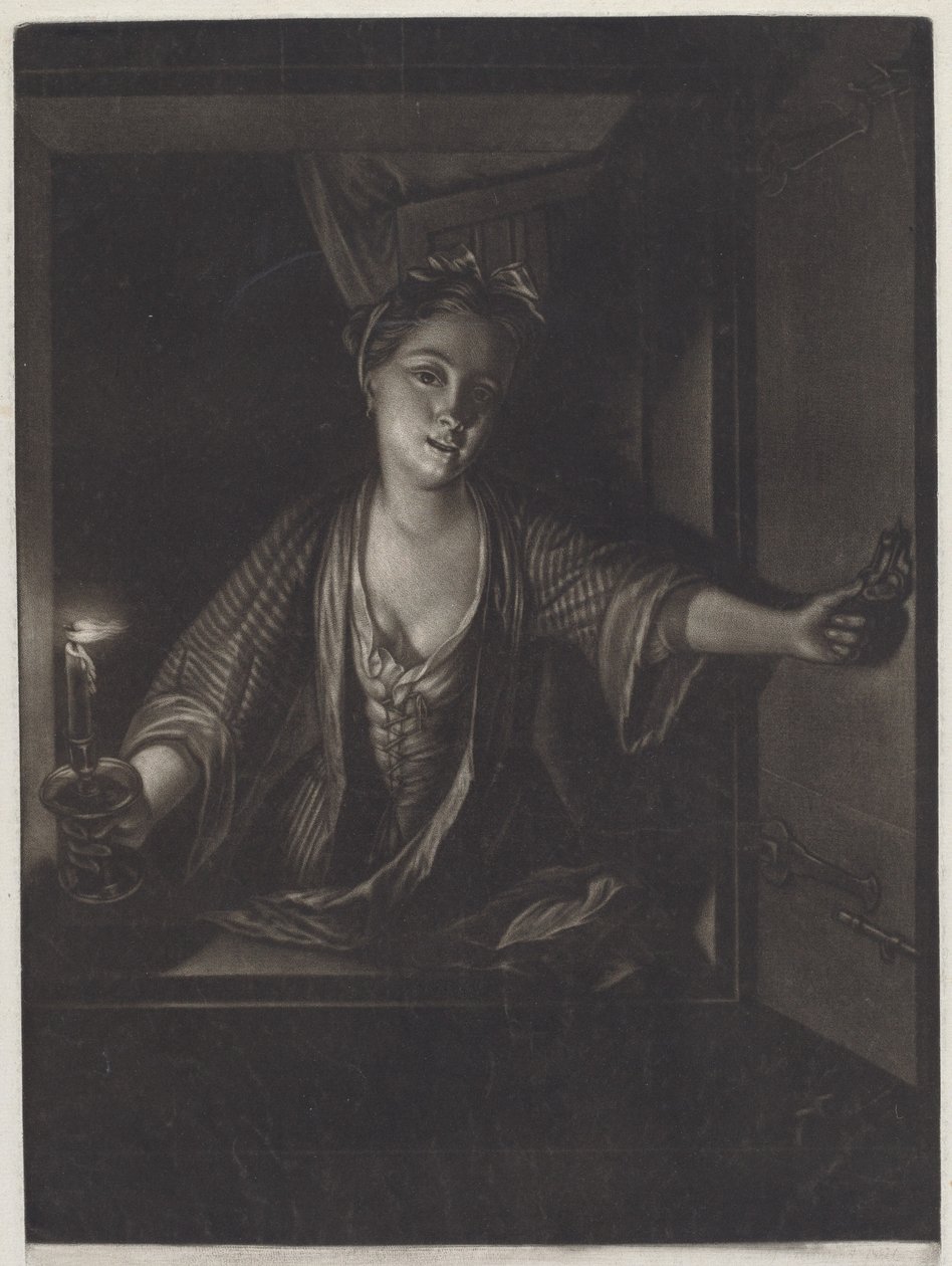 Lány egy gyertyával alkotó: John Greenwood after Nicolaas Verkolje