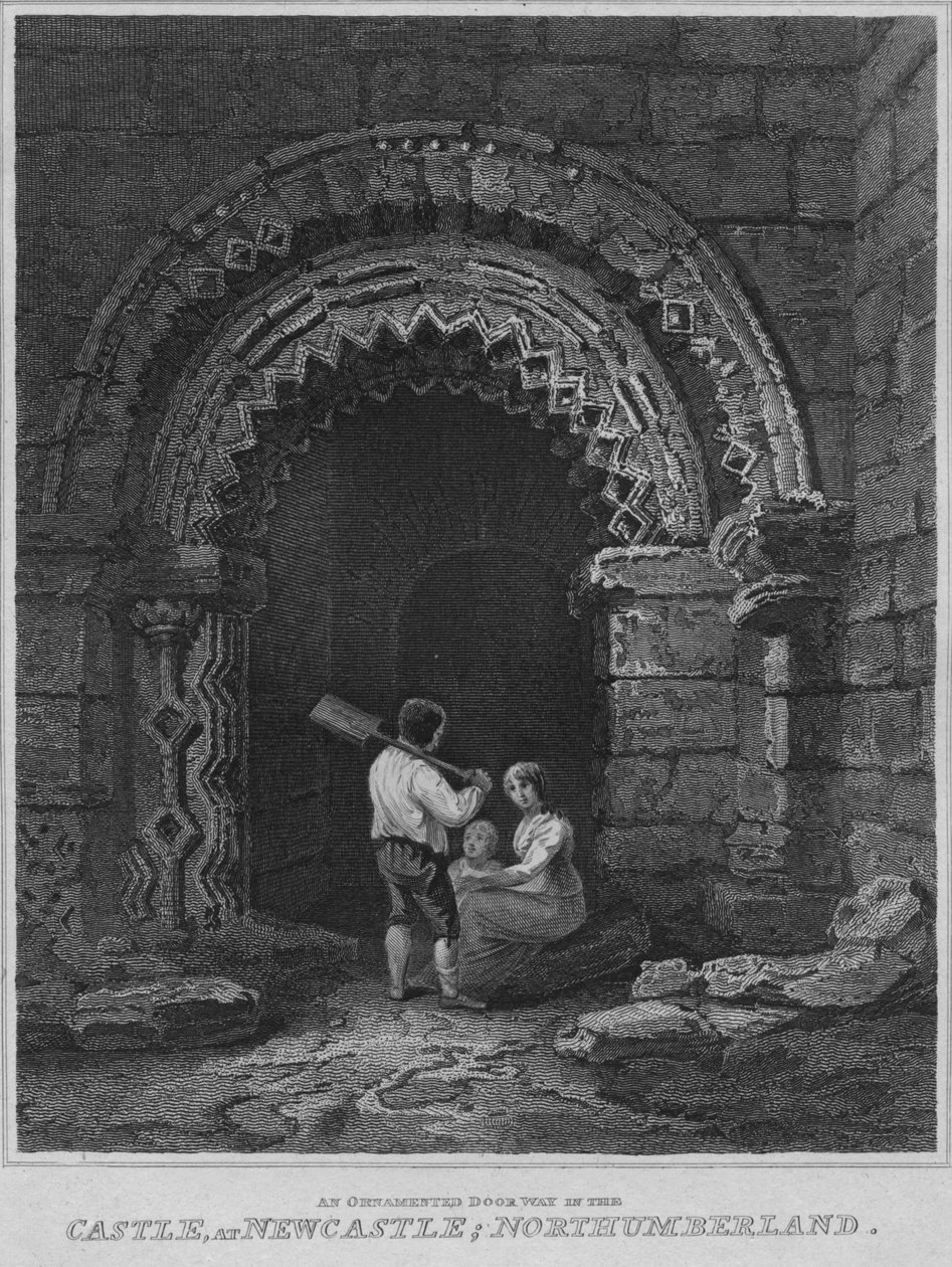 Díszes ajtóút a kastélyban, Newcastle-ben, Northumberland, 1814 alkotó: John Greig
