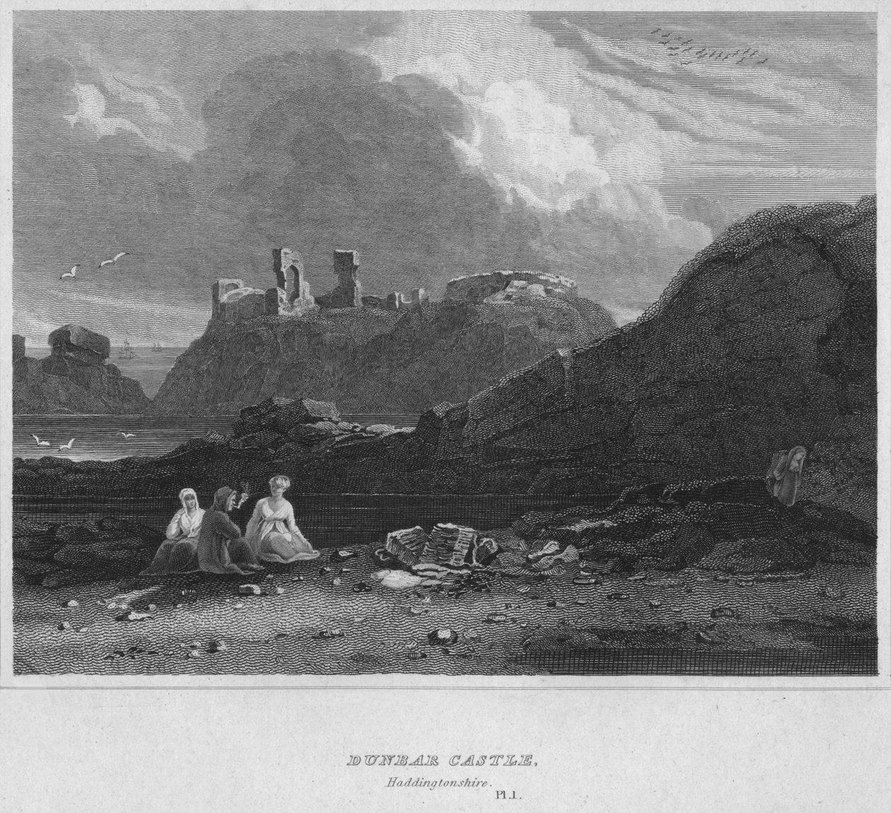 Dunbar kastély, Haddingtonshire, 1814 alkotó: John Greig