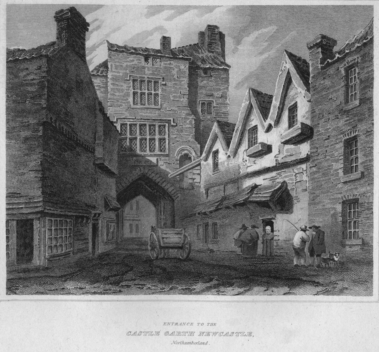 A kastély bejárata a Garth Newcastle-ben, Northumberland, 1814 alkotó: John Greig