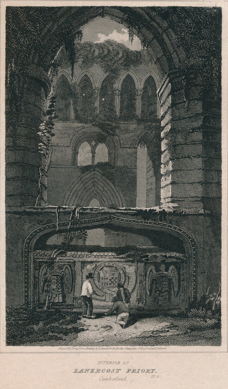 A Lanercost Priory belseje. Cumberland, 1814 alkotó: John Greig