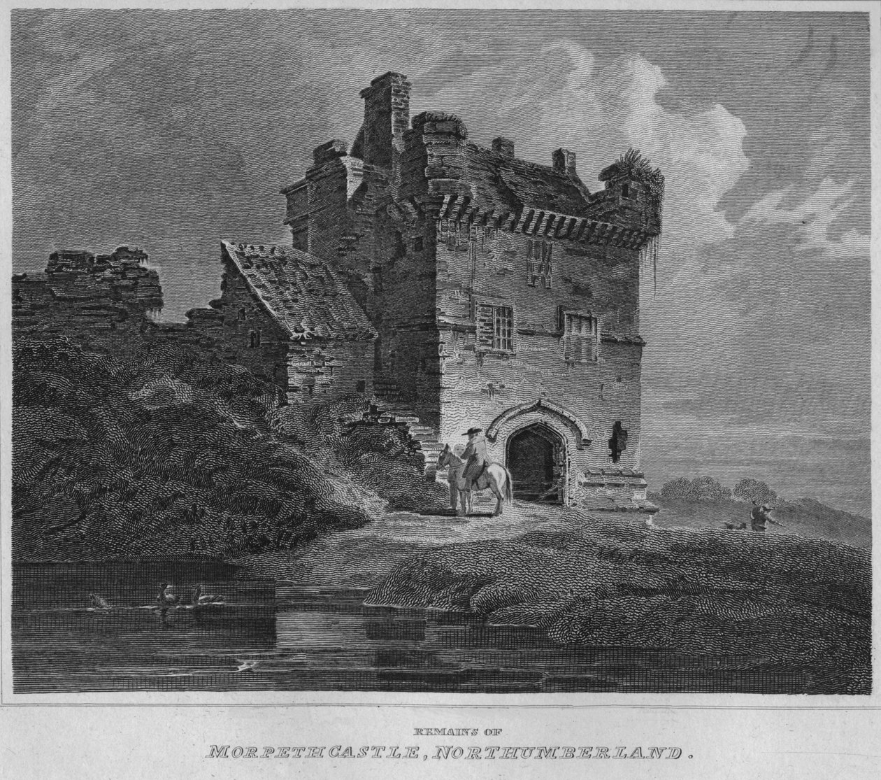 Morpeth kastély maradványai, Northumberland, 1814 alkotó: John Greig