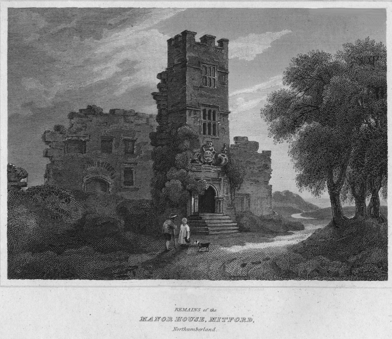 Az Északi Ház maradványai, Mitford, Northumberland, 1814 alkotó: John Greig