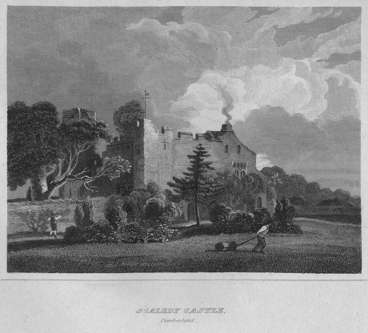 Scaleby kastély. Cumberland, 1814 alkotó: John Greig