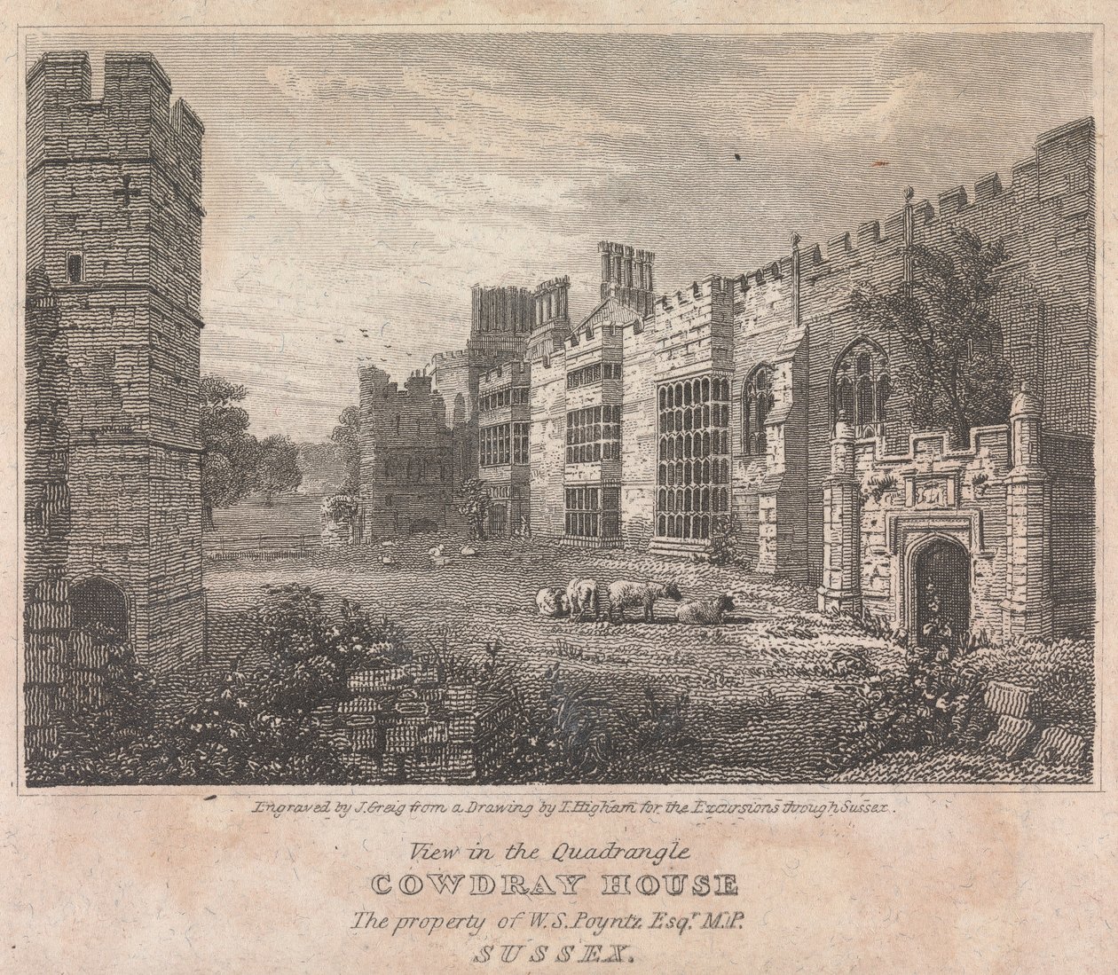 Kilátás a Quadrangle Cowdray House-ban (az essexi kirándulásokhoz); 74. oldal (Első kötet) alkotó: John Greig