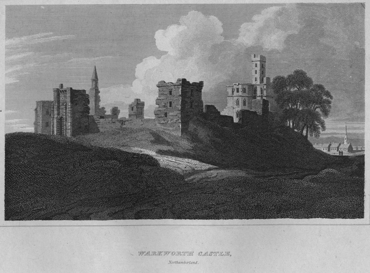 Warkworth kastély, Northumberland, 1814 alkotó: John Greig
