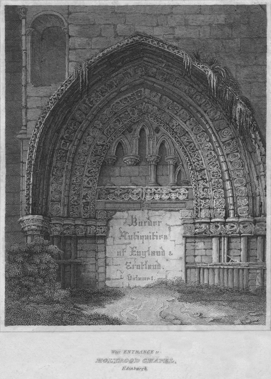 A Holyrood-kápolna nyugati bejárata, Edinburgh, 1814 alkotó: John Greig