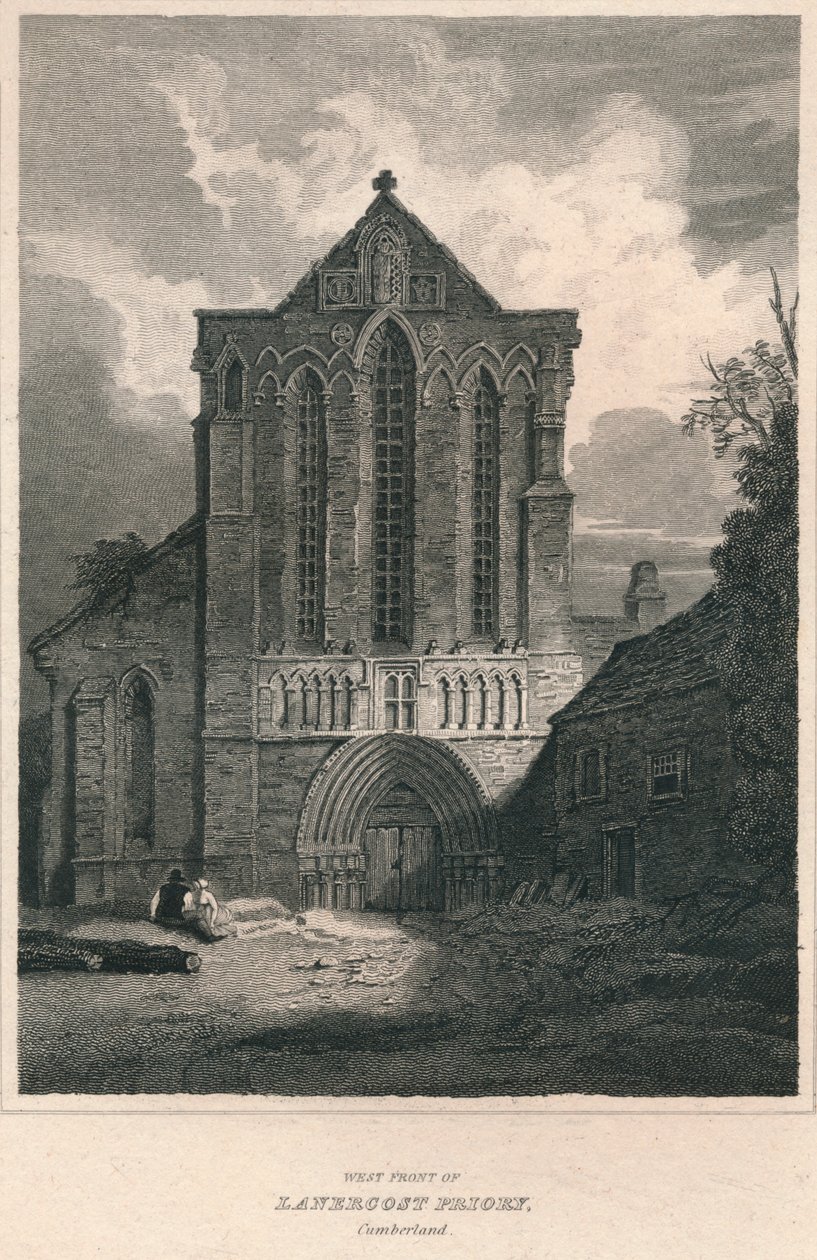 A Lanercost Priory nyugati frontja. Cumberland, 1814 alkotó: John Greig