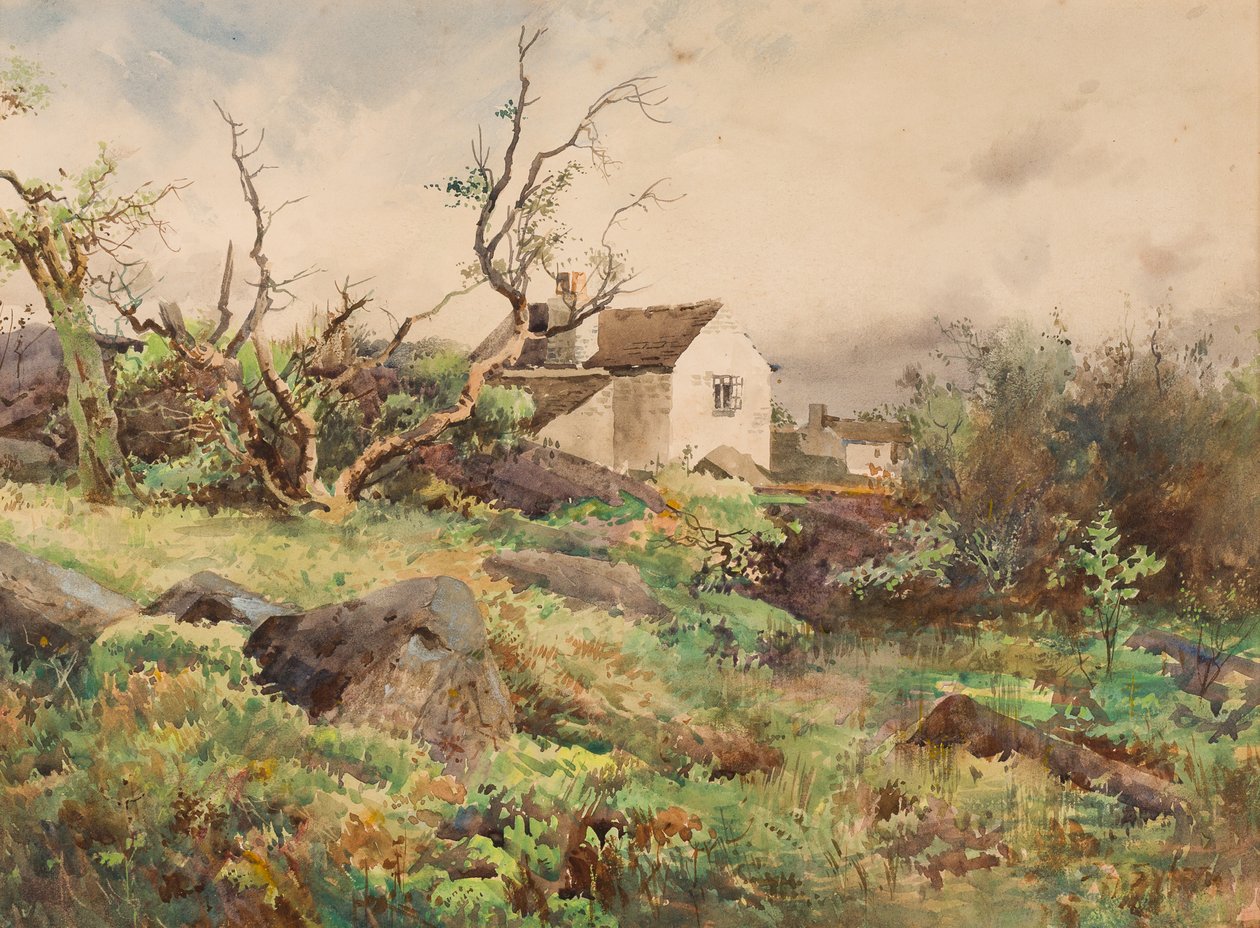 Village and Blackthorn, Humberston (wc papíron) alkotó: John Guttridge Sykes