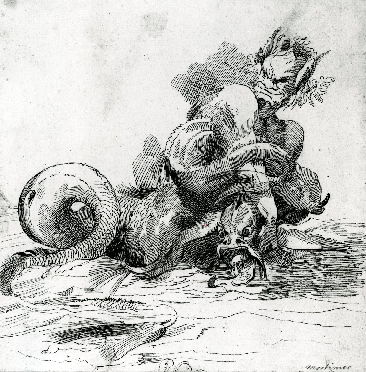 Egy tengeri szörny illusztrációja, 18. század alkotó: John Hamilton Mortimer