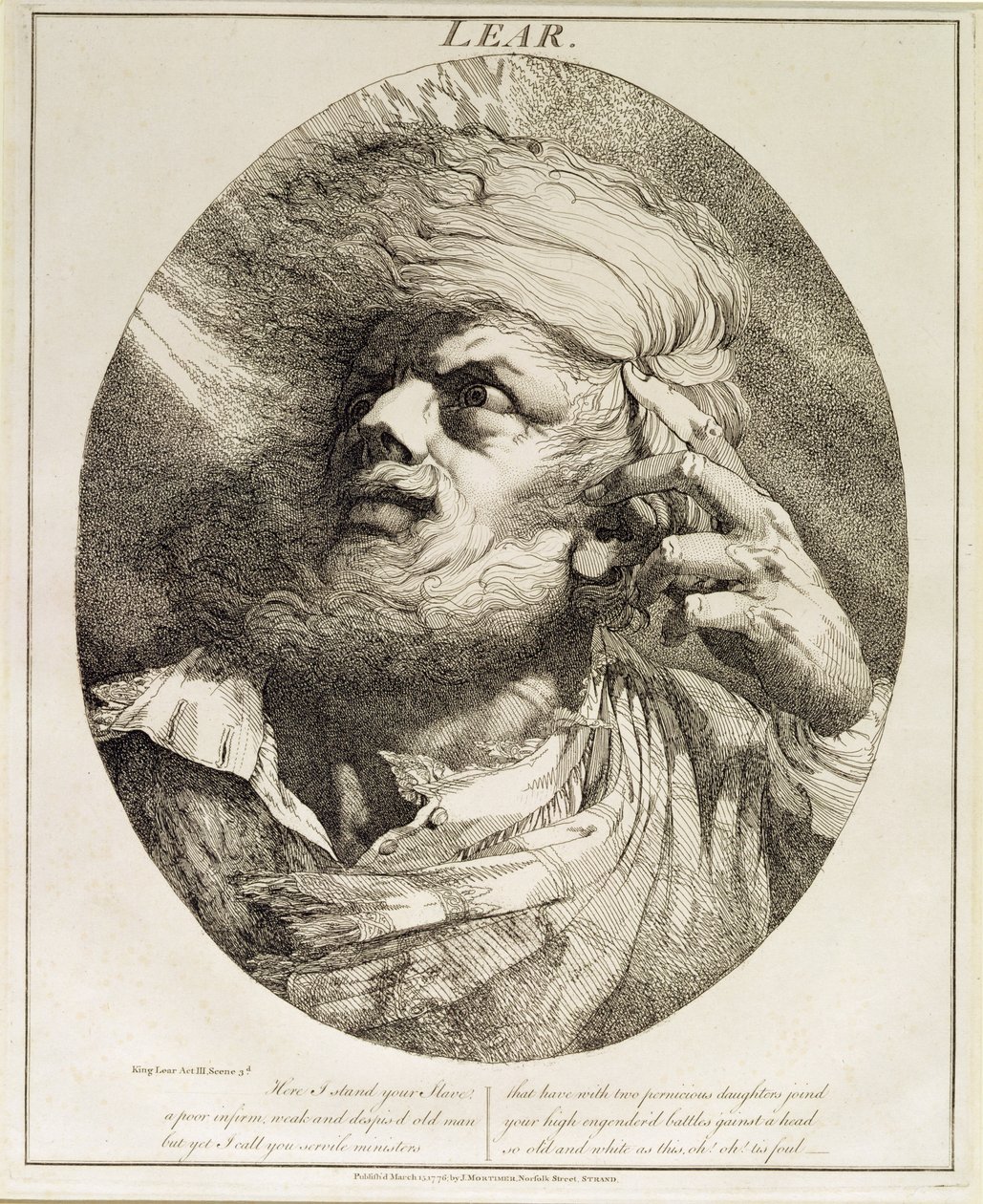 Lear, Lear királyból, III. felvonás, 1776. 3. jelenet alkotó: John Hamilton Mortimer
