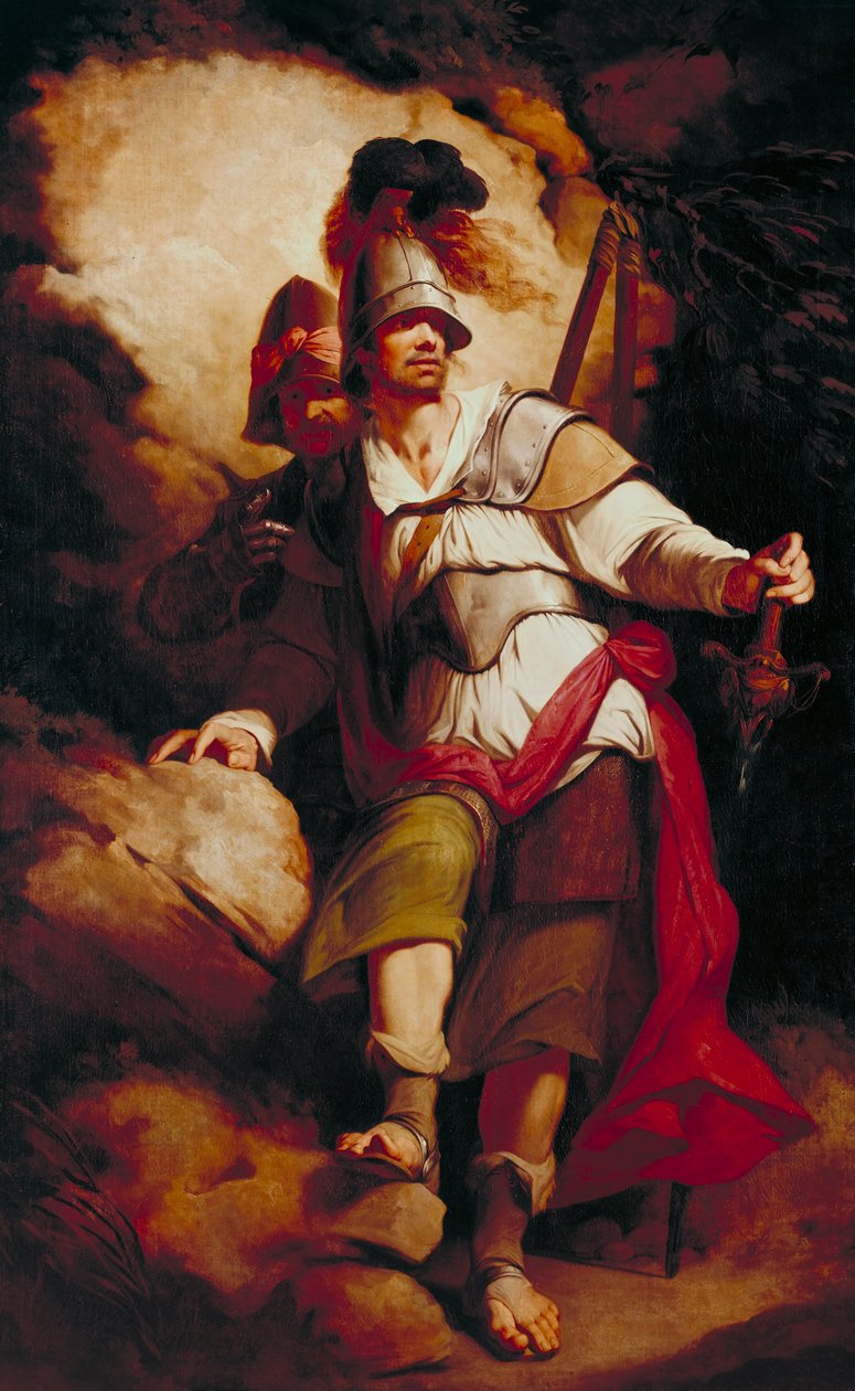 Sir Arthegal, az igazság lovagja, Talusszal, a vasemberrel (Spenser „The Faerie Queene” című művéből) alkotó: John Hamilton Mortimer