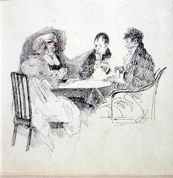 Kártyajáték (toll és tinta papíron) alkotó: John Harden