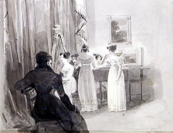 Egy zenés este (tinta, papír) alkotó: John Harden
