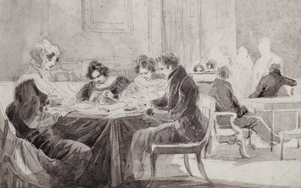 Egy este otthon (toll és tinta papíron) alkotó: John Harden