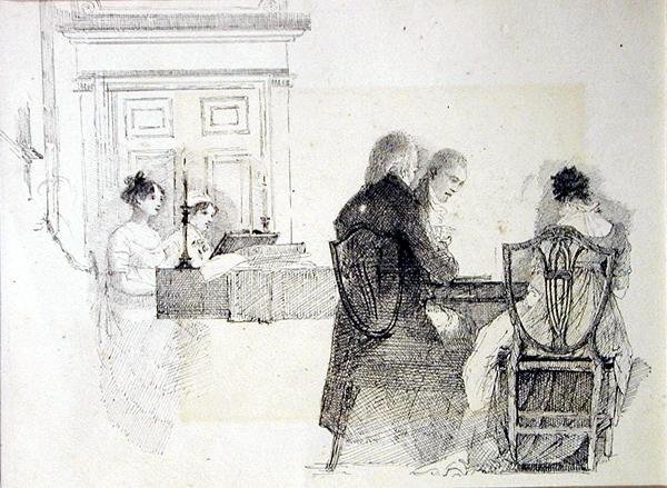 Egy esti szórakozás (toll és tinta papíron) alkotó: John Harden