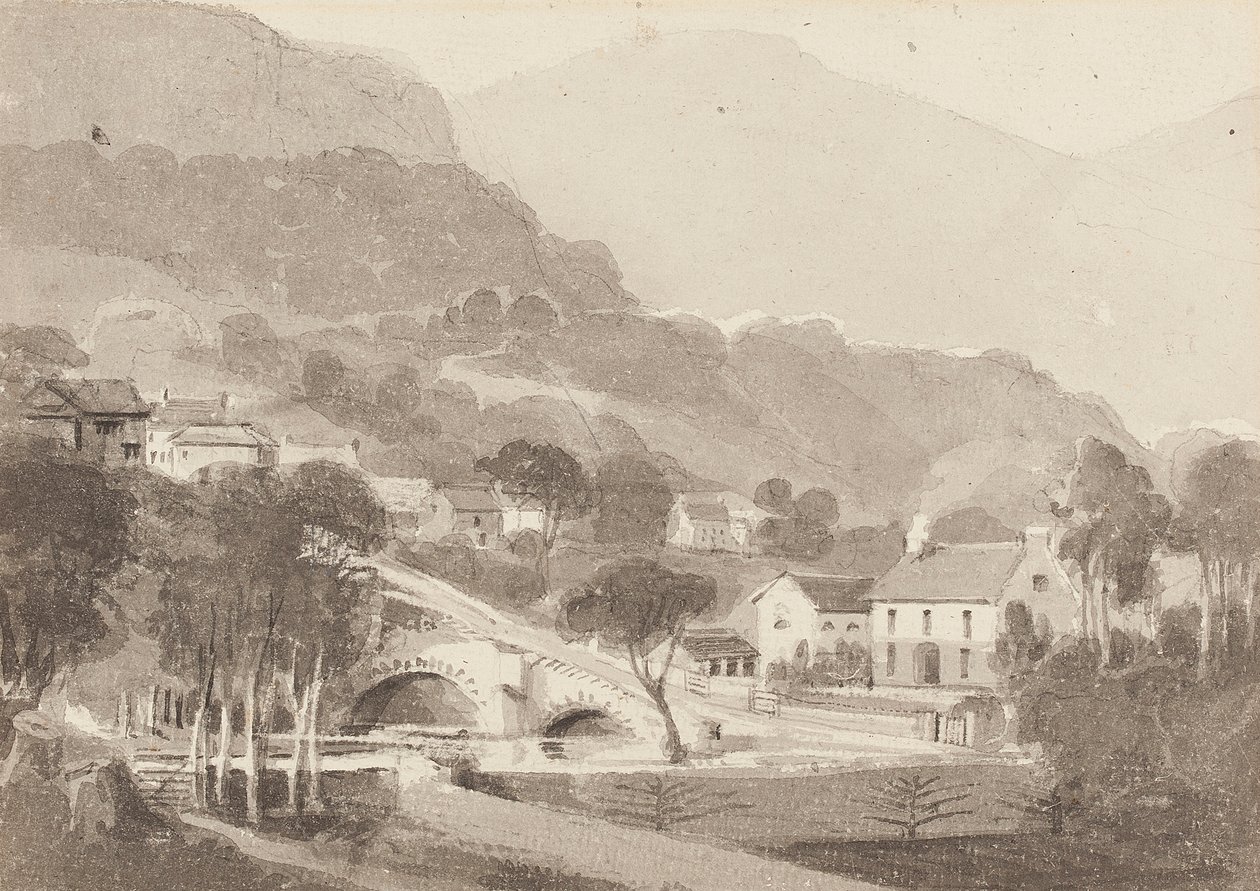 Brathay Bridge & Old Brathay, Lake District, Cumbria, 1820 (wc papíron) alkotó: John Harden