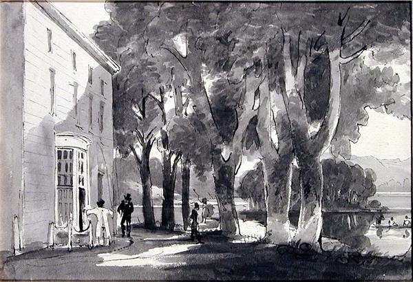 Brathay Hall (toll és tus mosás papíron) alkotó: John Harden