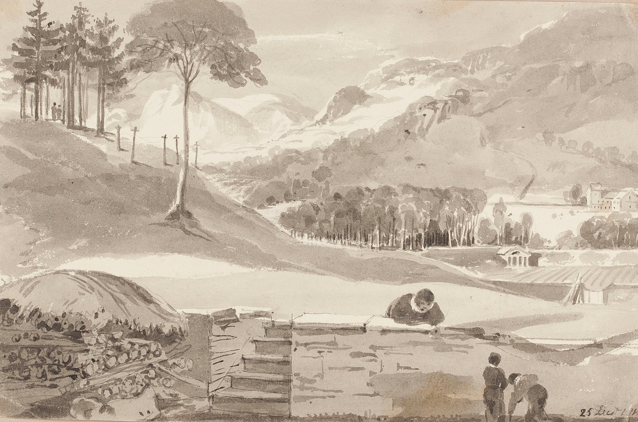Brathay mező, Lake District, Cumbria, 1819 (wc papíron) alkotó: John Harden