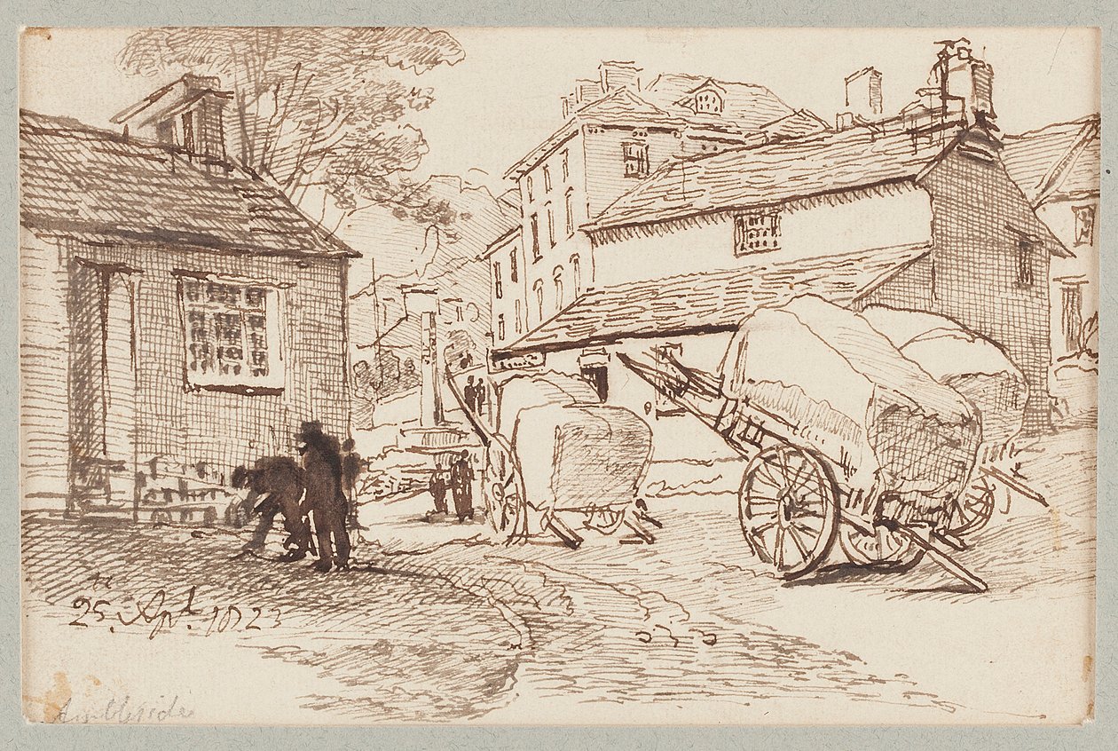 Szekerek Ambleside-ben, Cumbriában, 1823 alkotó: John Harden