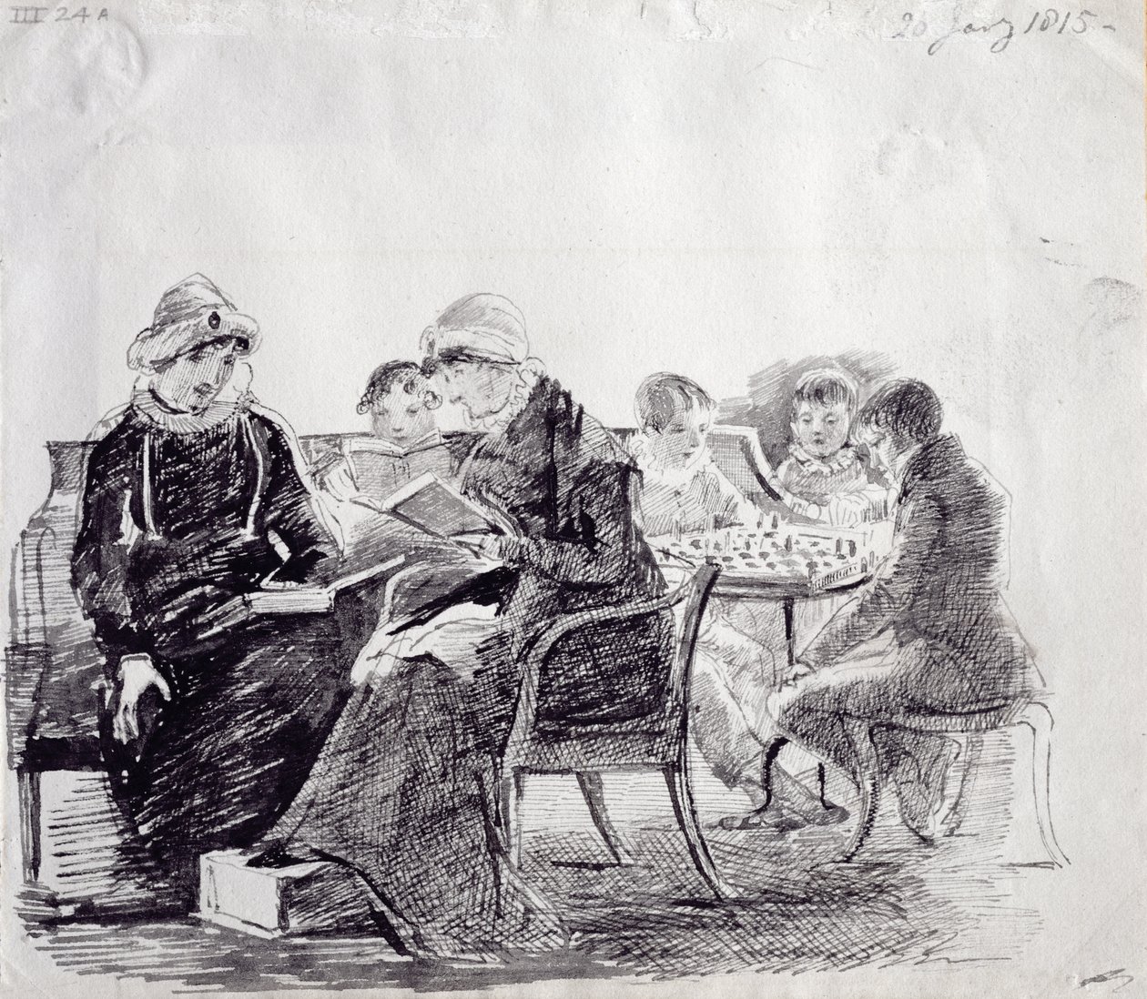 Koncentráció, 1815 (toll és tinta papíron) alkotó: John Harden