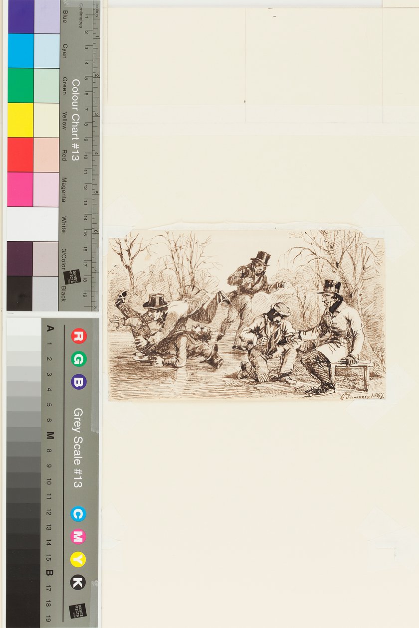 Jégkorcsolya, 1847. január 6. (toll és tinta papíron) alkotó: John Harden