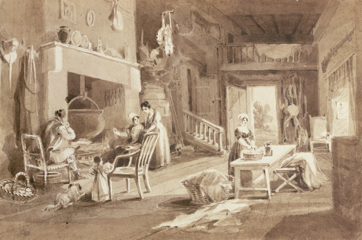 Konyha a Brathay Hallban (tinta papíron) alkotó: John Harden