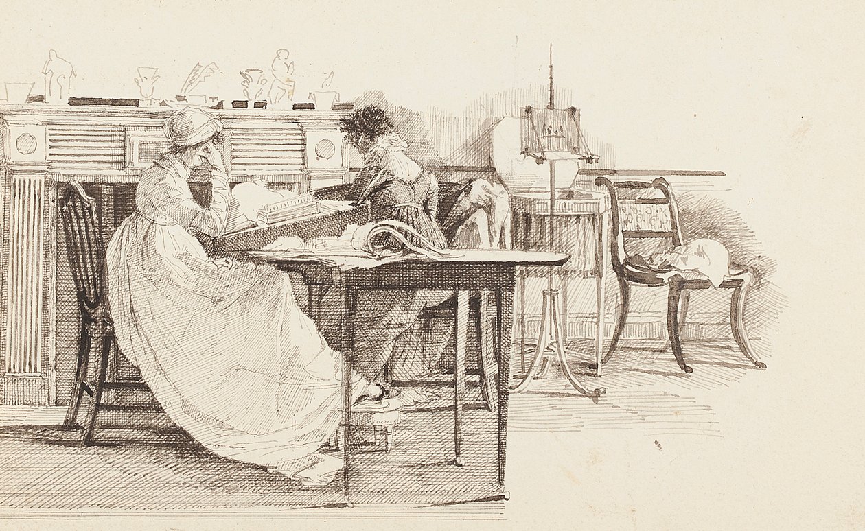 Olvasás a kandalló mellett, 1805 alkotó: John Harden