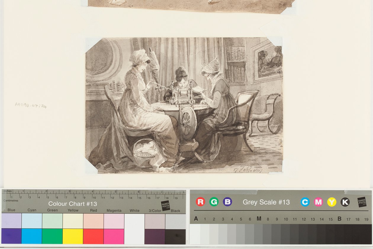 Centrifugálás, olvasás és írás, 1807. február 17. (toll- és tintamosás papíron) alkotó: John Harden