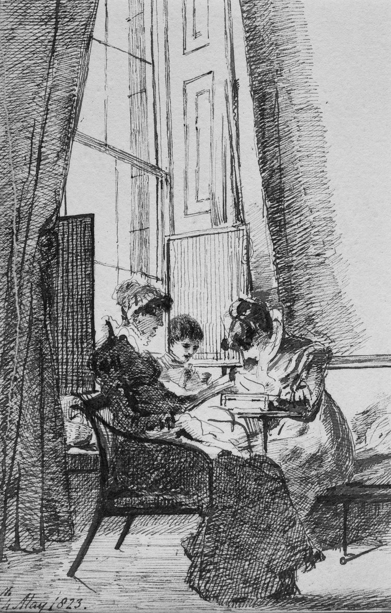 Három nő egy grúz belső térben, 1823. május 24. (toll és tinta papíron) alkotó: John Harden