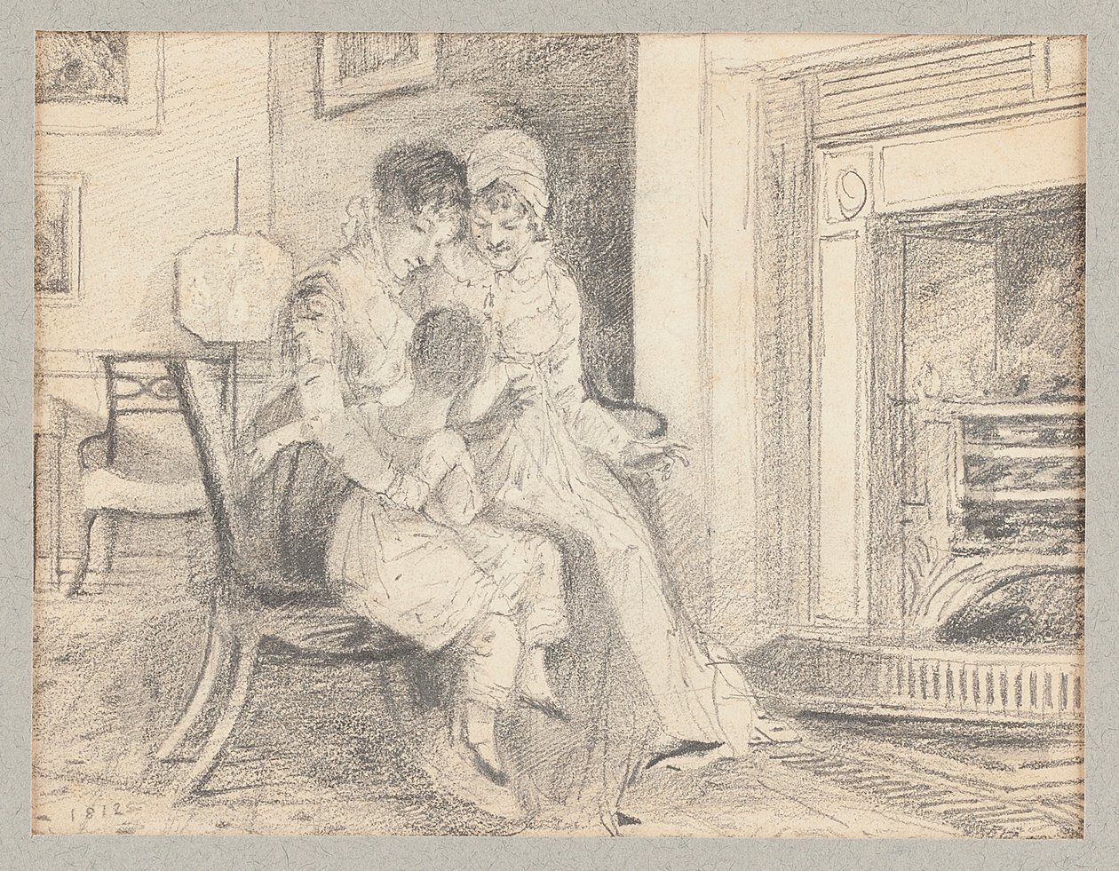 Hárman a tűz mellett, 1812-ben 3 éves John W-vel alkotó: John Harden