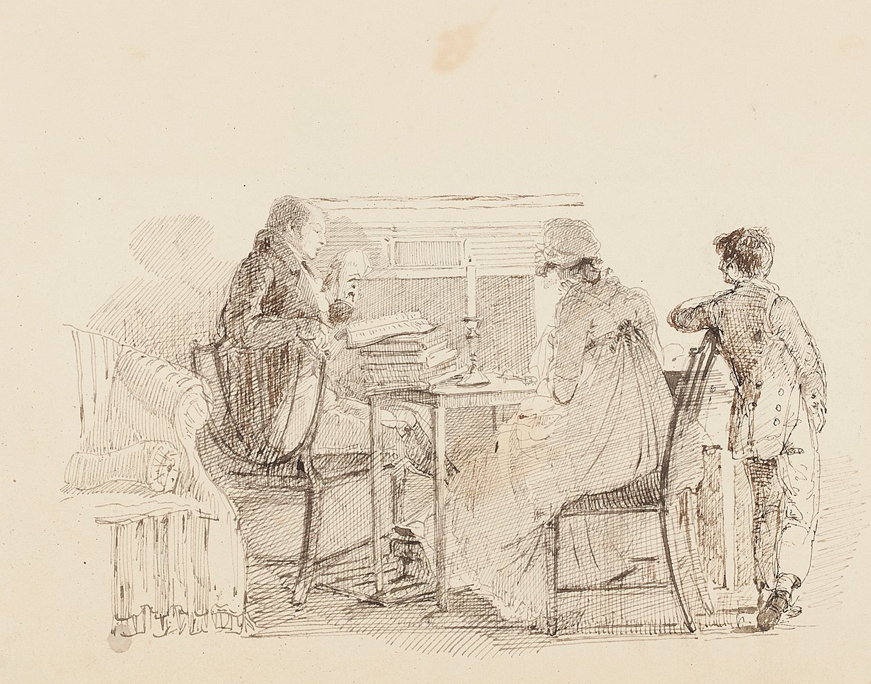 Hárman a kandalló mellett, 1805 alkotó: John Harden