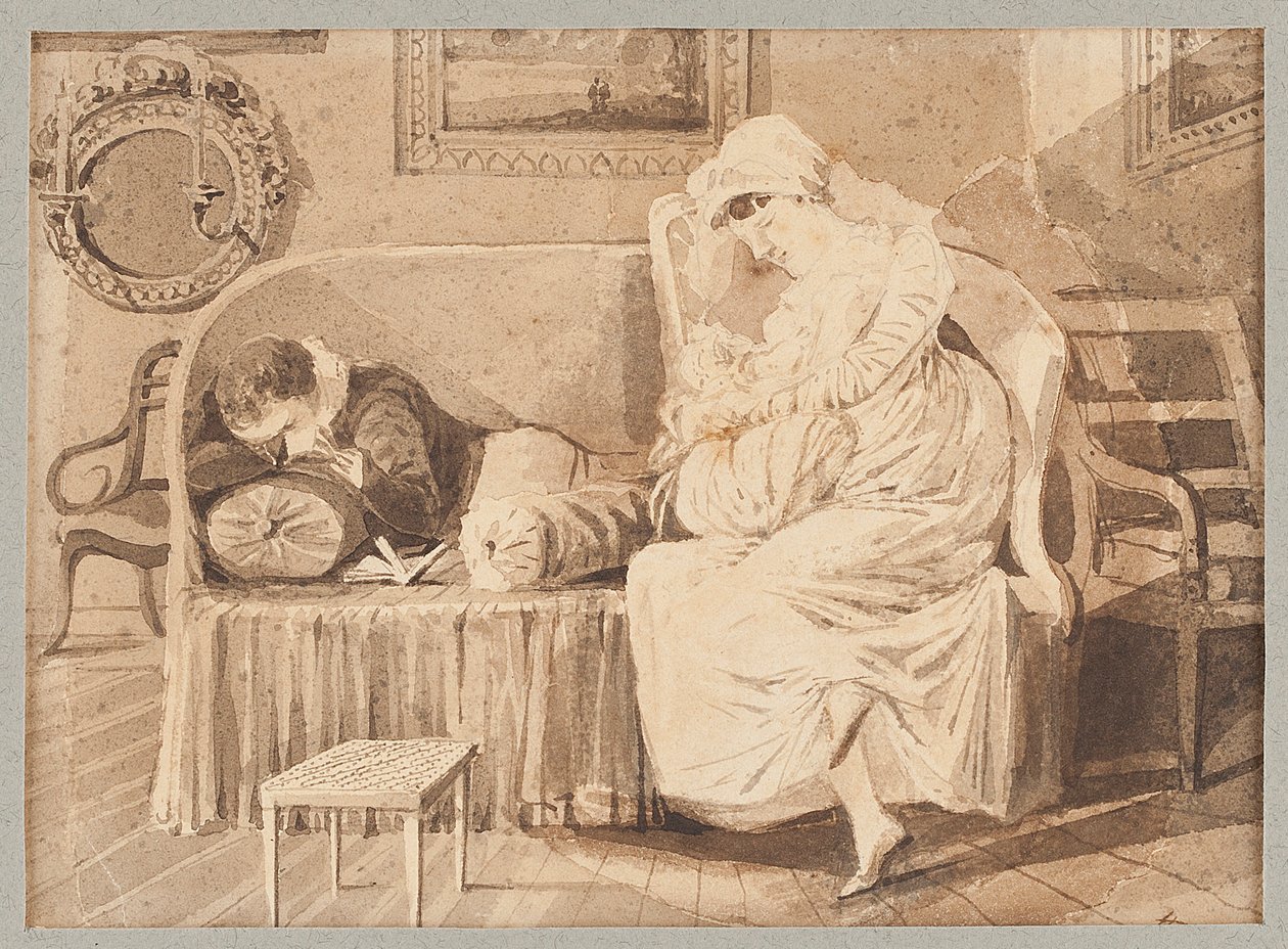 Három egy kanapén, 1805 (wc papíron) alkotó: John Harden