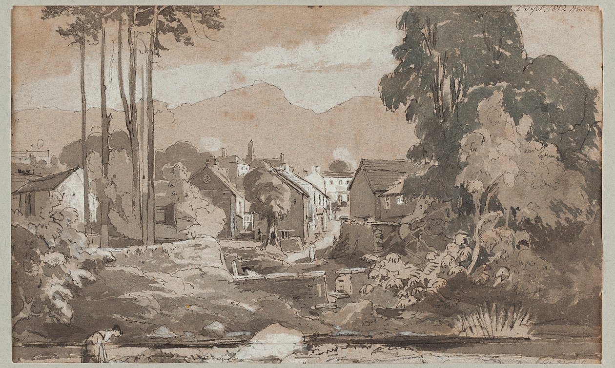 Kilátás keletről Ambleside-ra, 1812 (wc papíron) alkotó: John Harden