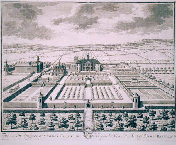 South Prospect of Shobdon Court, Herefordshire, Sir James Bateman székhelye (metszet) alkotó: John Harris