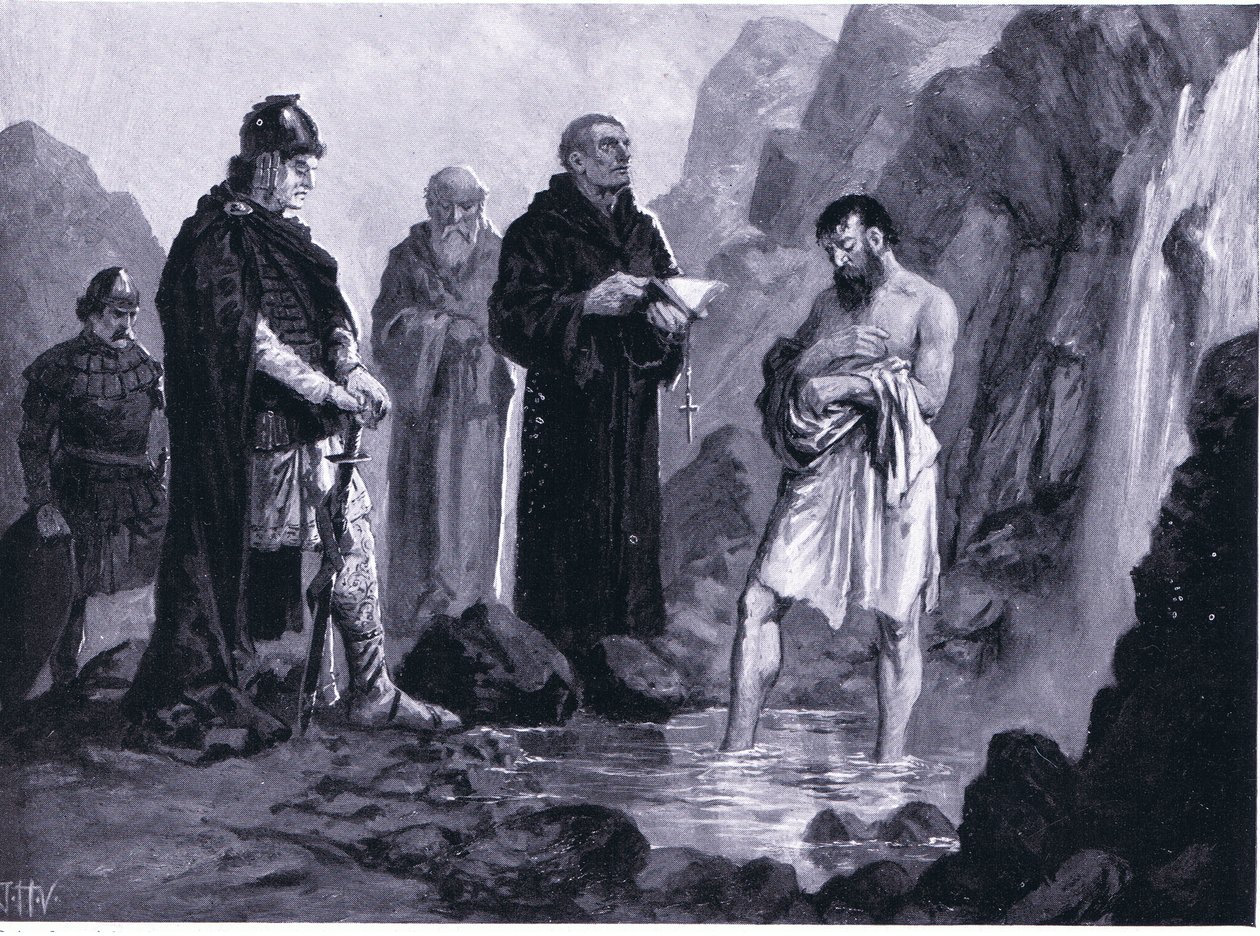 I. Borisz megkeresztelkedése, illusztráció a Hutchinson családból: A nemzetek története, VOL 4, 1920-as évek alkotó: John Harris Valda