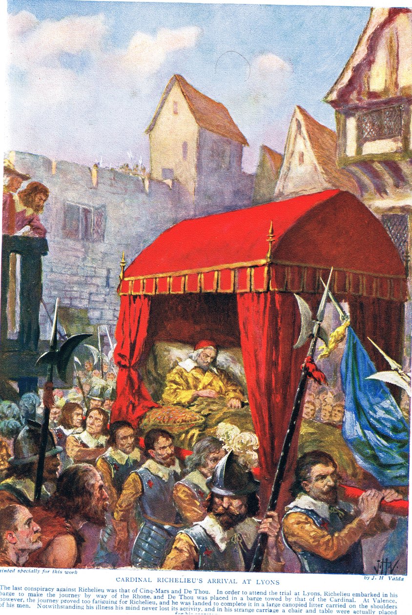 Richelieu bíboros érkezése Lyonba, illusztráció a "Hutchinson