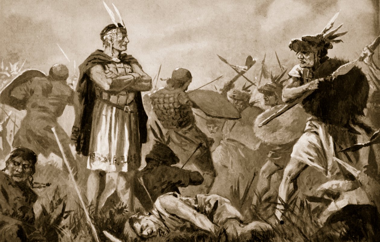 Huascar és Atahualpa harcol az Inka Birodalomért alkotó: John Harris Valda