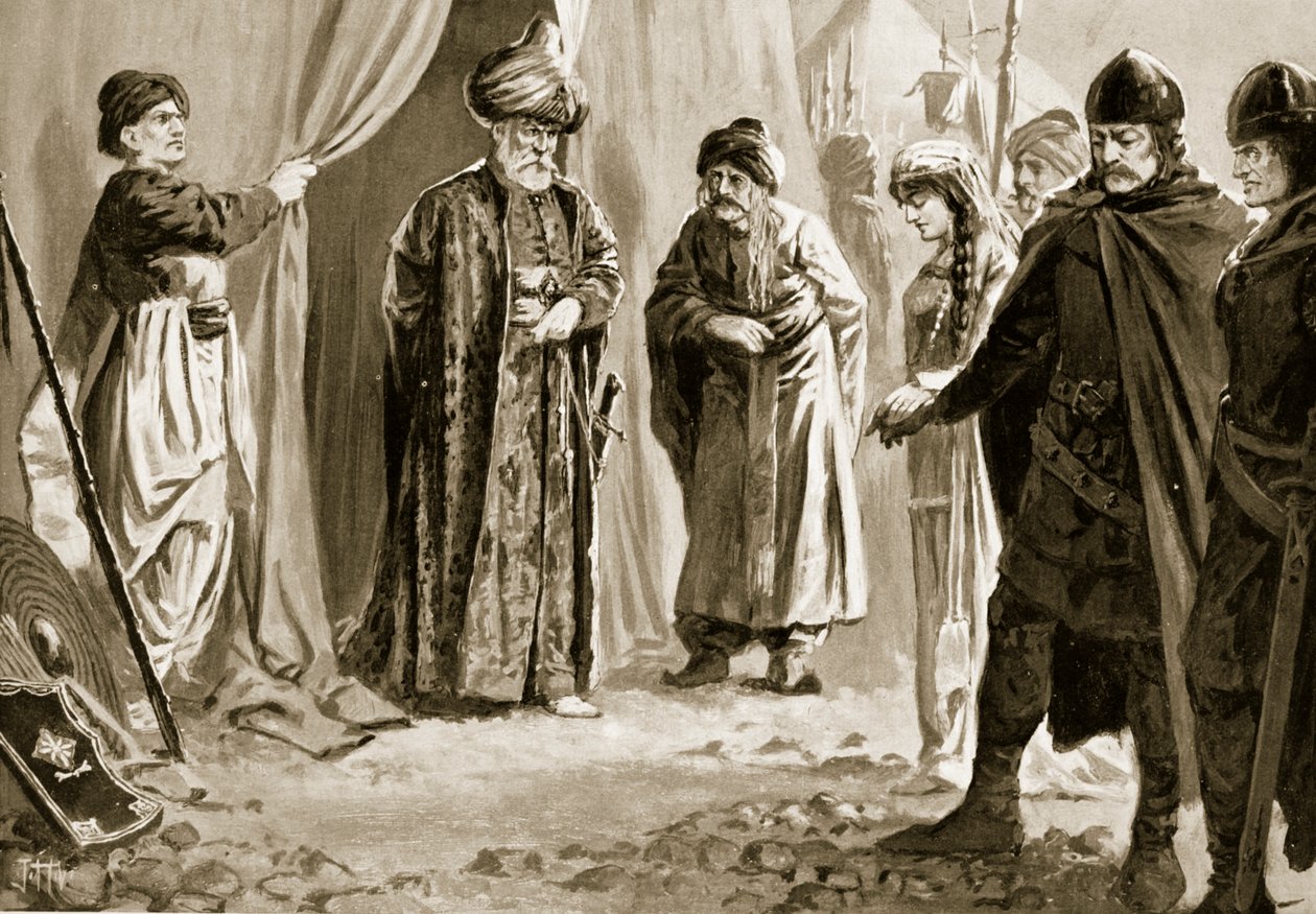 III. Ivan Shisman átadja nővérét I. Murád szultánnak, 1366 alkotó: John Harris Valda