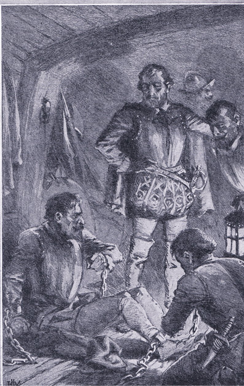 Santiago előreküldte felfedezni, kiszaladt a partra, és tönkrement. Newnes Képi tudás, Newnes kiadója, 1950-es évek körül (litho) alkotó: John Harris Valda